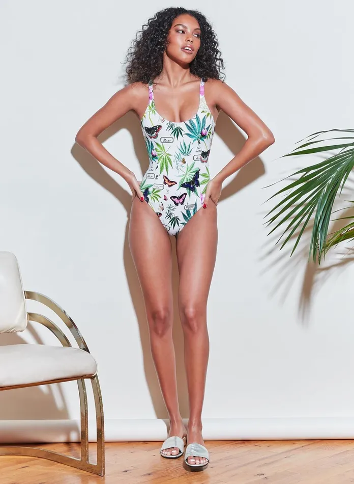 Fleur Du Mal One Pieces Women Botanical Scoop Neck One Piece Papillon White Fleur Du Mal One Pieces Women Botanical Scoop Neck One Piece Papillon White