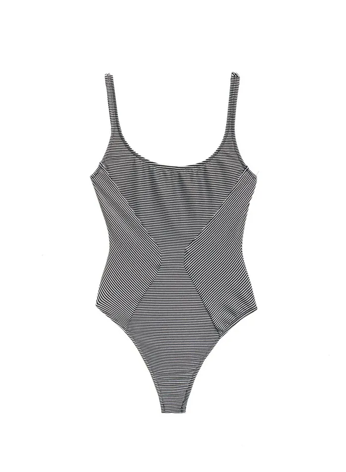 Fleur Du Mal One Pieces Women Mitered Stripe Scoop Neck One Piece Disco Stripe
