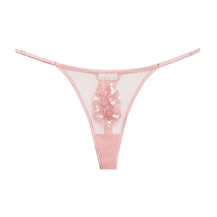 Fleur Du Mal Panties and Garters Women Beaded Appliqu Thong Pink Lady Fleur Du Mal Panties and Garters Women Beaded Appliqu Thong Pink Lady