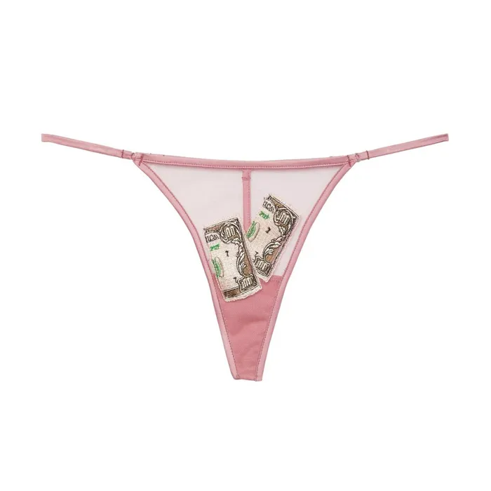 Fleur Du Mal Panties and Garters Women Big Spender Embroidery V String Rose Gold