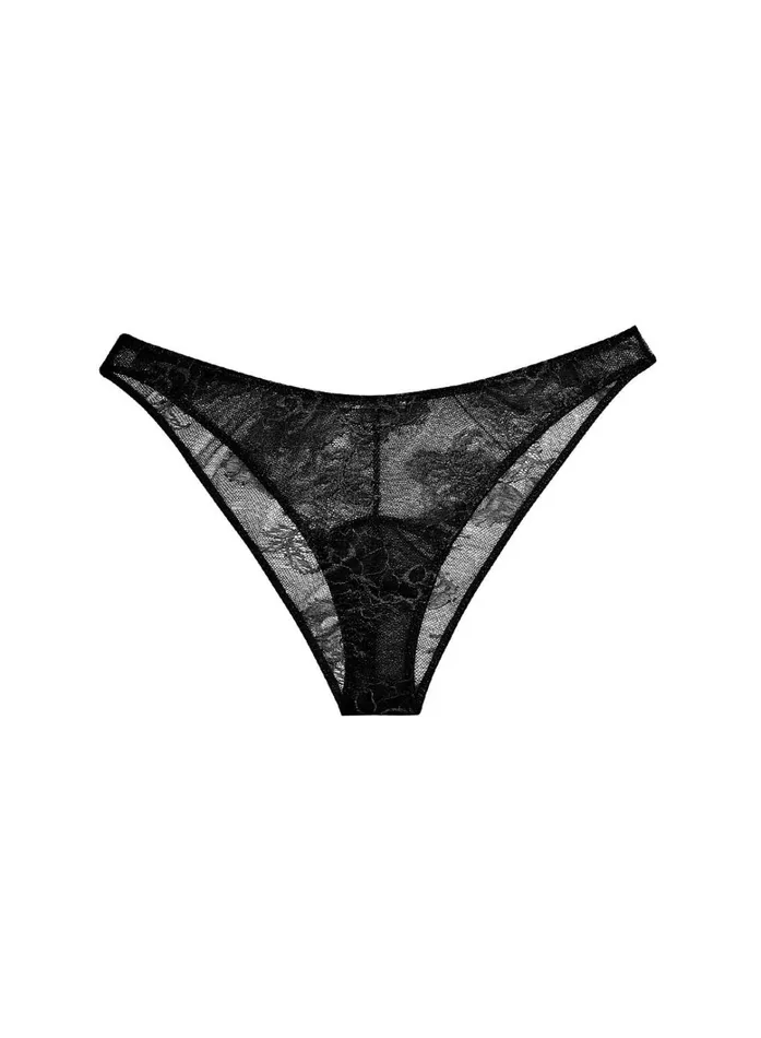 Fleur Du Mal Panties and Garters Women Bouquet Lace Cheeky Black