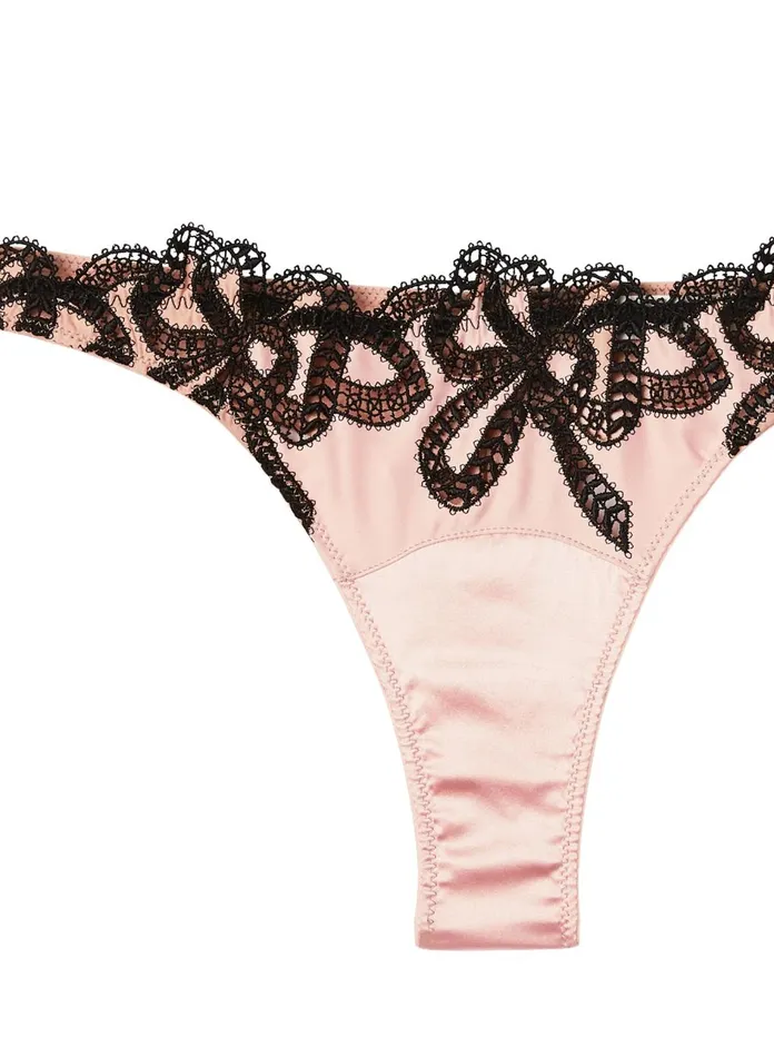 Fleur Du Mal Panties and Garters Women Bow Guipure Embroidery Thong Powder Pink Fleur Du Mal Panties and Garters Women Bow Guipure Embroidery Thong Powder Pink
