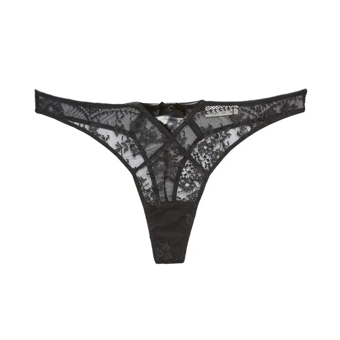 Fleur Du Mal Panties and Garters Women Frankie Lace PVC Thong Black Fleur Du Mal Panties and Garters Women Frankie Lace PVC Thong Black