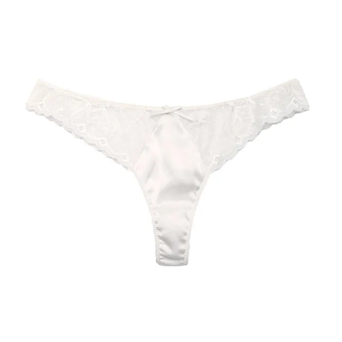 Fleur Du Mal Panties and Garters Women Gardenia Lace Thong Creme Fleur Du Mal Panties and Garters Women Gardenia Lace Thong Creme