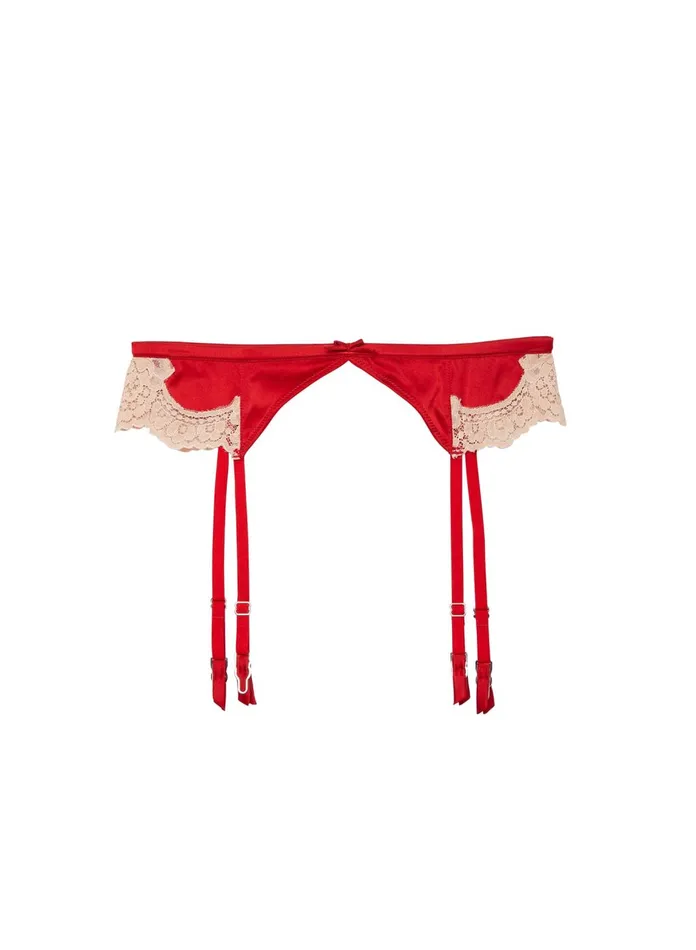 Fleur Du Mal Panties and Garters Women James Lace Garter Rouge Fleur Du Mal Panties and Garters Women James Lace Garter Rouge