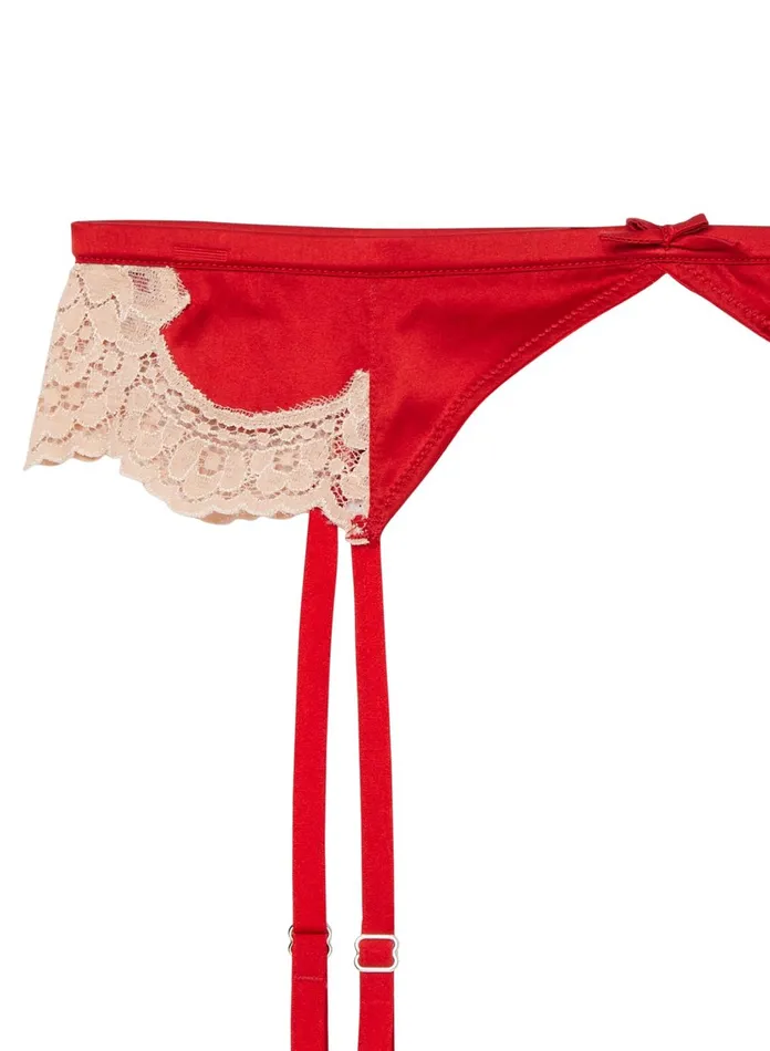 Fleur Du Mal Panties and Garters Women James Lace Garter Rouge Fleur Du Mal Panties and Garters Women James Lace Garter Rouge