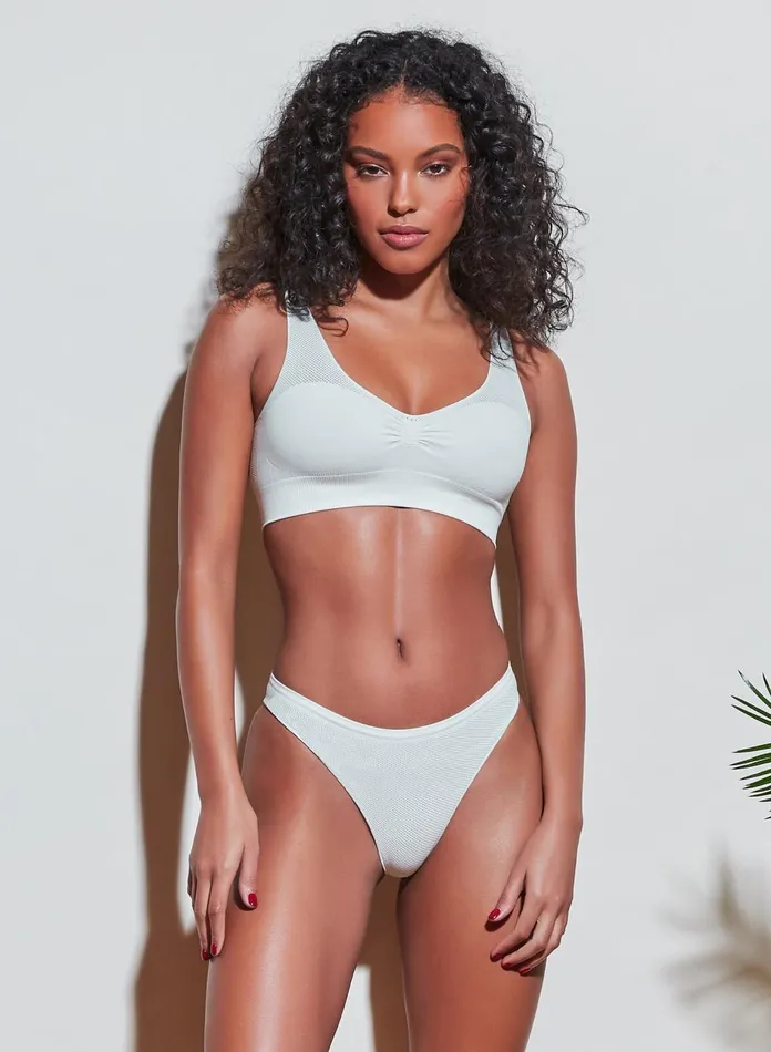 Fleur Du Mal Panties and Garters Women Le Body Perforated Knit Panty Ivory