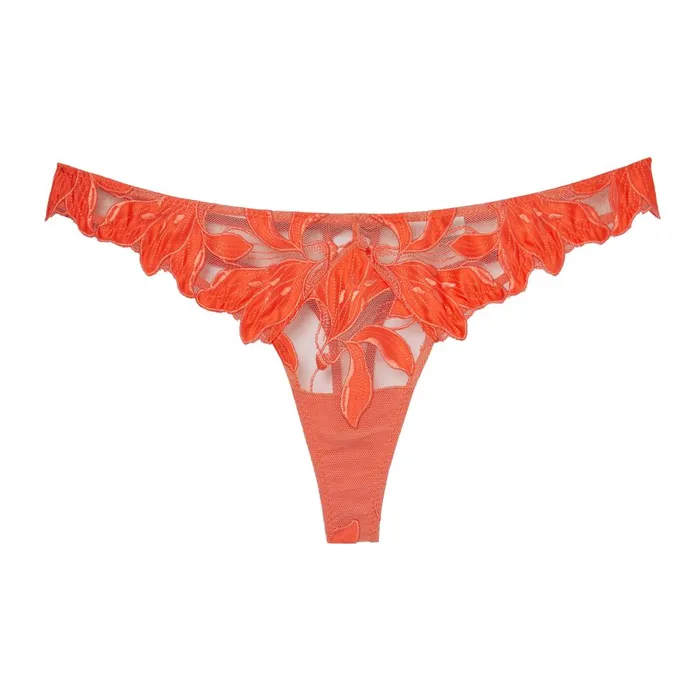Fleur Du Mal Panties and Garters Women Lily Embroidery Hipster Thong Clementine
