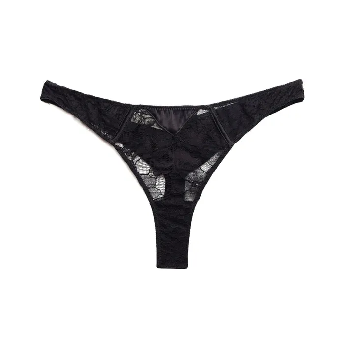 Fleur Du Mal Panties and Garters Women Magnolia Lace Thong Black Fleur Du Mal Panties and Garters Women Magnolia Lace Thong Black