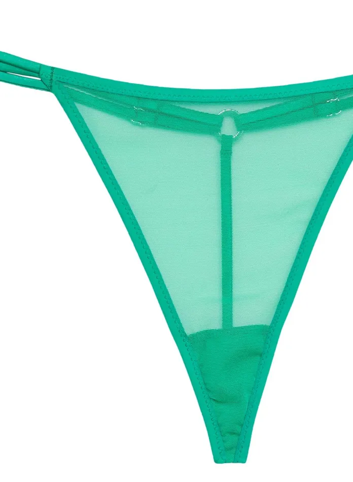 Fleur Du Mal Panties and Garters Women Mesh Thong Emerald Fleur Du Mal Panties and Garters Women Mesh Thong Emerald