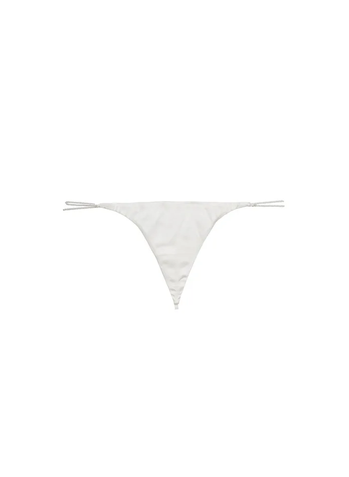 Fleur Du Mal Panties and Garters Women Pearl Luxe V String Ivory