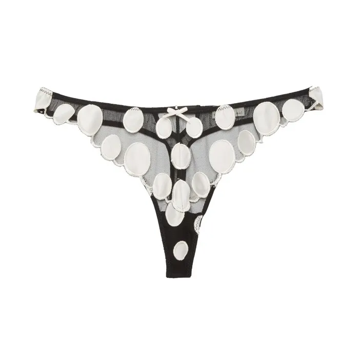 Fleur Du Mal Panties and Garters Women Polka Dot Embroidery Thong Black Fleur Du Mal Panties and Garters Women Polka Dot Embroidery Thong Black