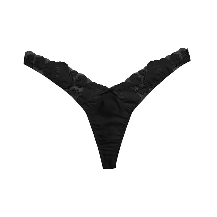 Fleur Du Mal Panties and Garters Women Rose Logo Embroidery Thong Black Fleur Du Mal Panties and Garters Women Rose Logo Embroidery Thong Black