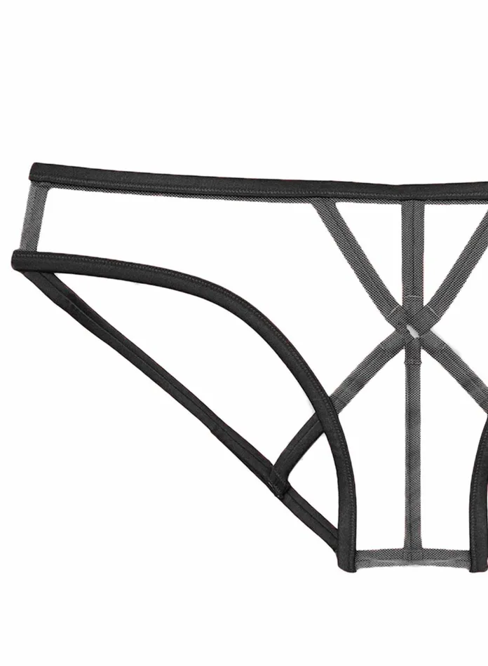 Fleur Du Mal Panties and Garters Women Strappy Bondage Panty Black Fleur Du Mal Panties and Garters Women Strappy Bondage Panty Black