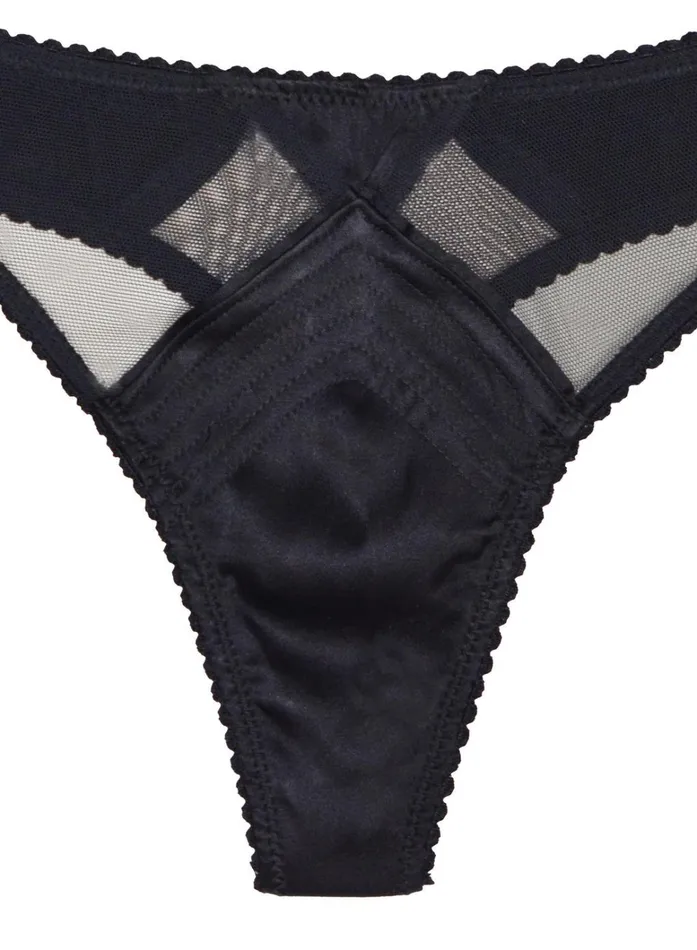 Fleur Du Mal Panties and Garters Women Top Stitch Thong Black