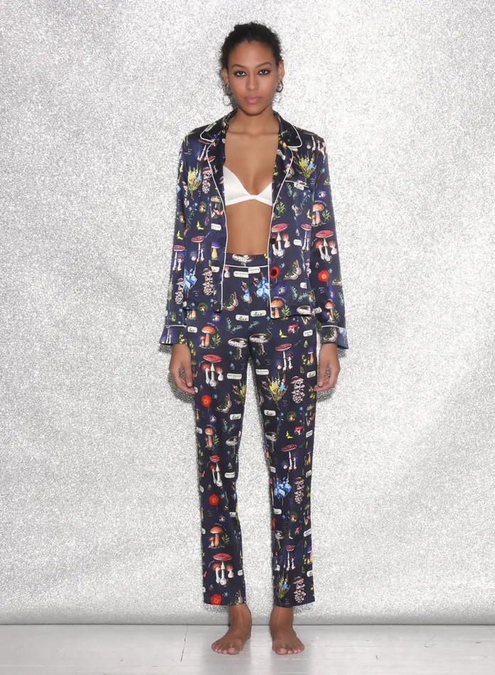 Fleur Du Mal Pants Women Bedroom To Boardroom Pant Mushroom Print Fleur Du Mal Pants Women Bedroom To Boardroom Pant Mushroom Print