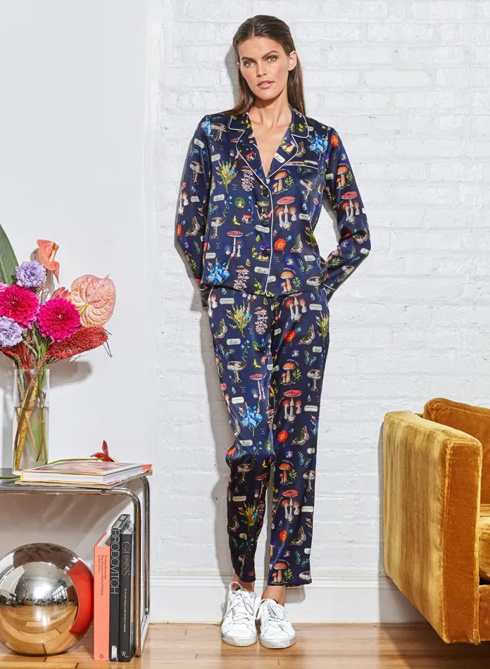 Fleur Du Mal Pants Women Bedroom To Boardroom Pant Mushroom Print Fleur Du Mal Pants Women Bedroom To Boardroom Pant Mushroom Print