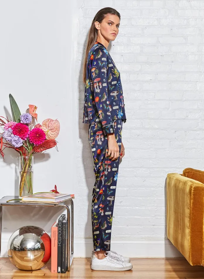Fleur Du Mal Pants Women Bedroom To Boardroom Pant Mushroom Print Fleur Du Mal Pants Women Bedroom To Boardroom Pant Mushroom Print