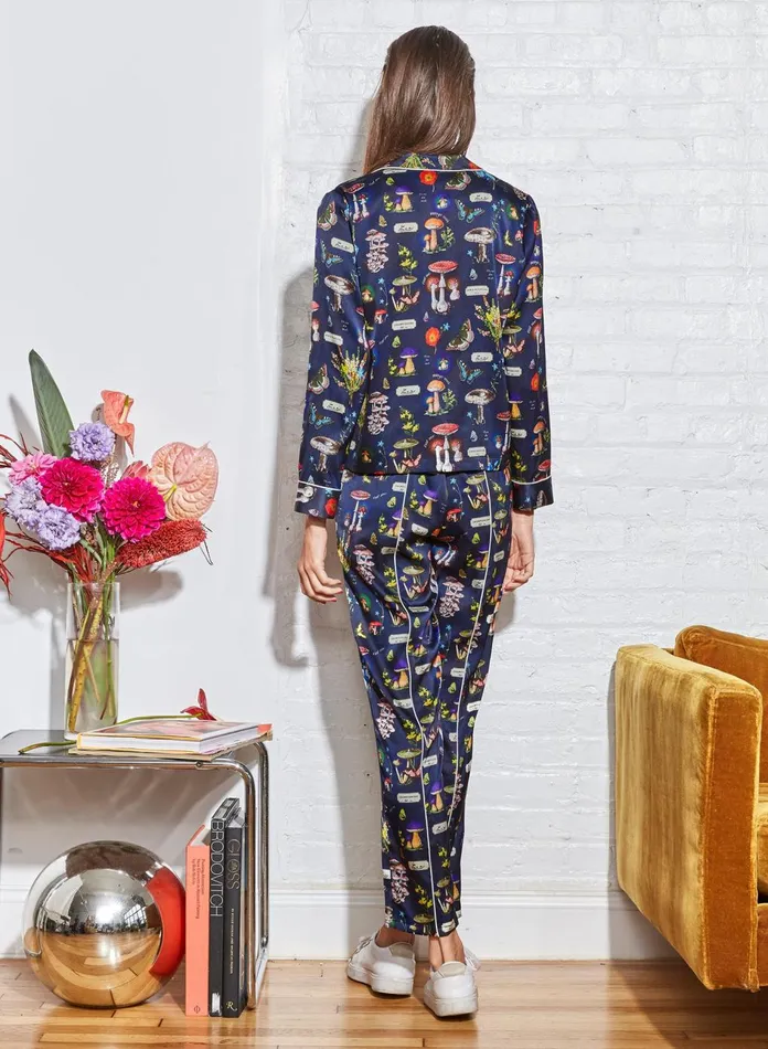 Fleur Du Mal Pants Women Bedroom To Boardroom Pant Mushroom Print Fleur Du Mal Pants Women Bedroom To Boardroom Pant Mushroom Print