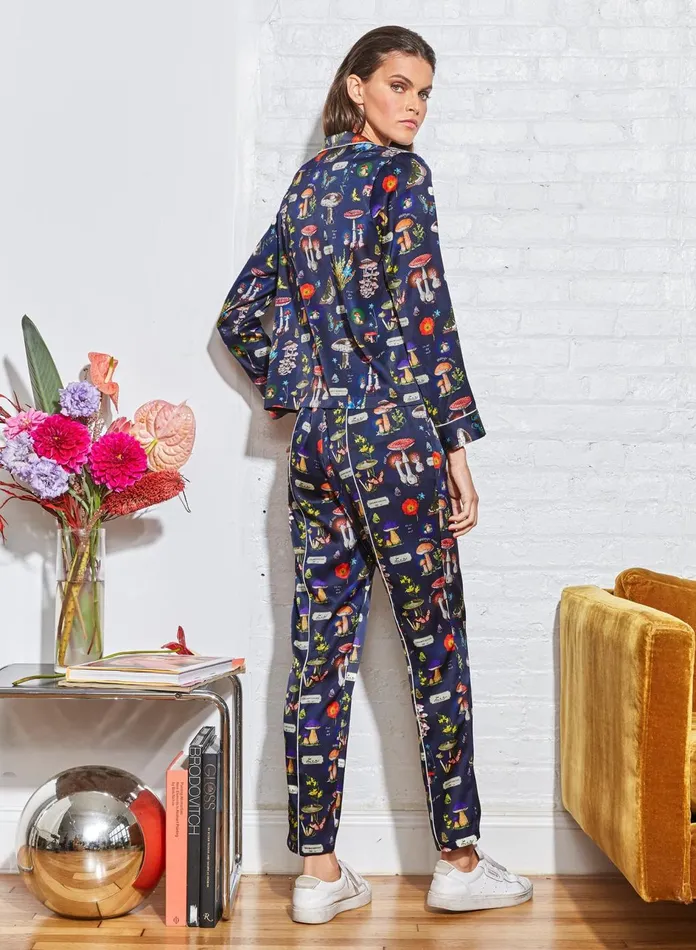 Fleur Du Mal Pants Women Bedroom To Boardroom Pant Mushroom Print Fleur Du Mal Pants Women Bedroom To Boardroom Pant Mushroom Print