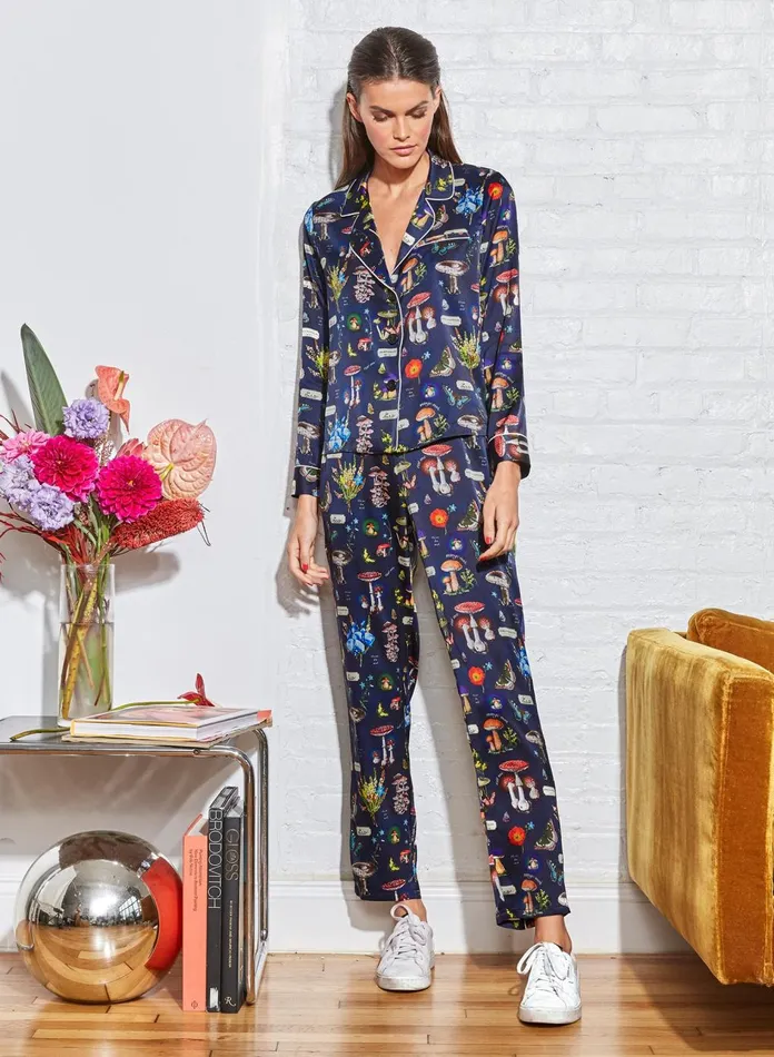 Fleur Du Mal Pants Women Bedroom To Boardroom Pant Mushroom Print Fleur Du Mal Pants Women Bedroom To Boardroom Pant Mushroom Print