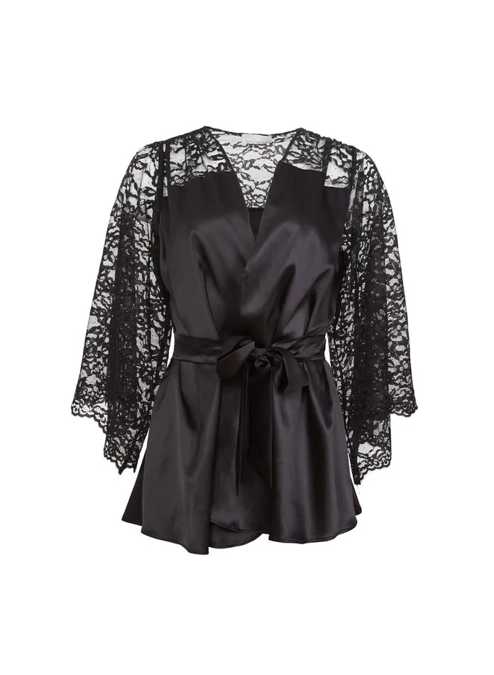 Fleur Du Mal Robes Women Venus Lace Robe Black Fleur Du Mal Robes Women Venus Lace Robe Black