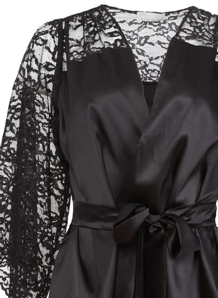 Fleur Du Mal Robes Women Venus Lace Robe Black Fleur Du Mal Robes Women Venus Lace Robe Black