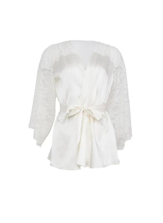 Fleur Du Mal Robes Women Venus Lace Robe Ivory Fleur Du Mal Robes Women Venus Lace Robe Ivory