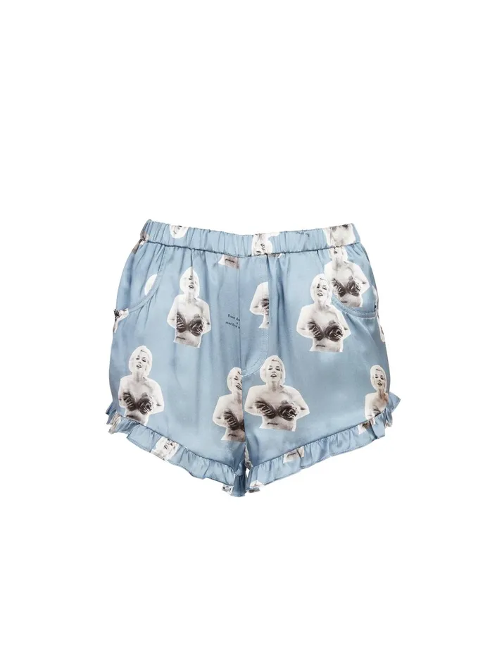 Fleur Du Mal Shorts and Skirts Women Marilyn Ruffle Shorts Marilyn Rose Print