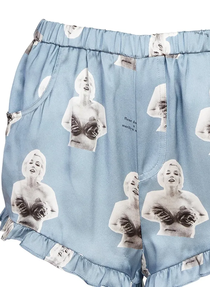Fleur Du Mal Shorts and Skirts Women Marilyn Ruffle Shorts Marilyn Rose Print