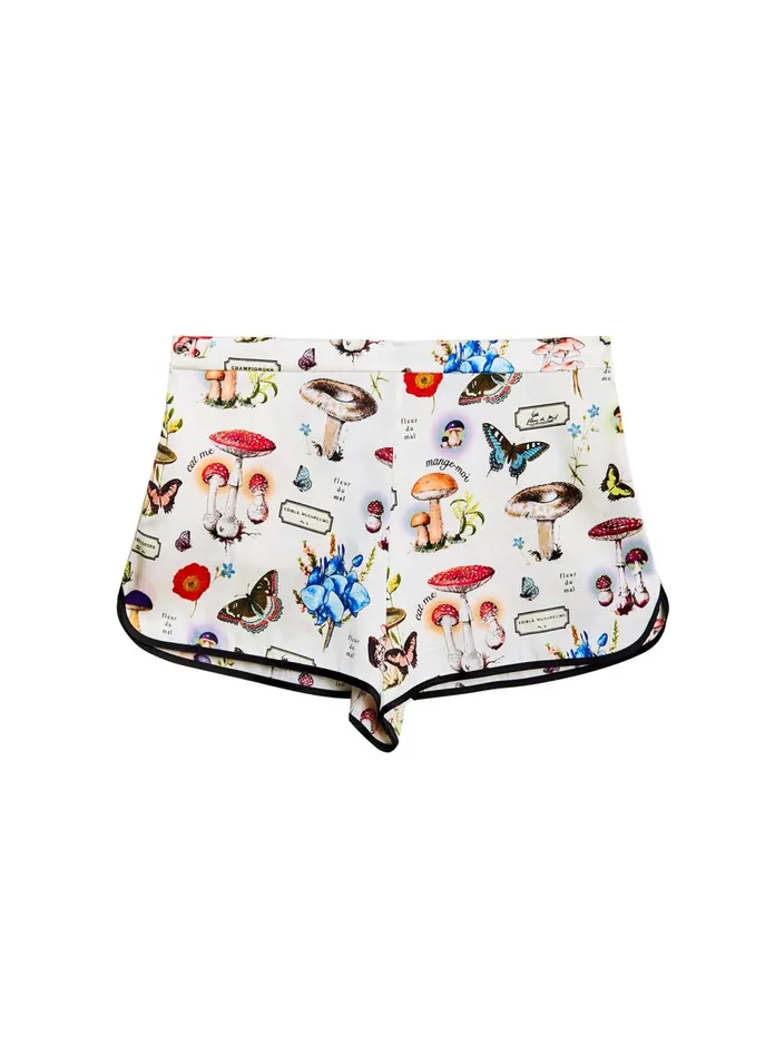 Fleur Du Mal Shorts and Skirts Women Pajama Short Ivory Mushroom Print