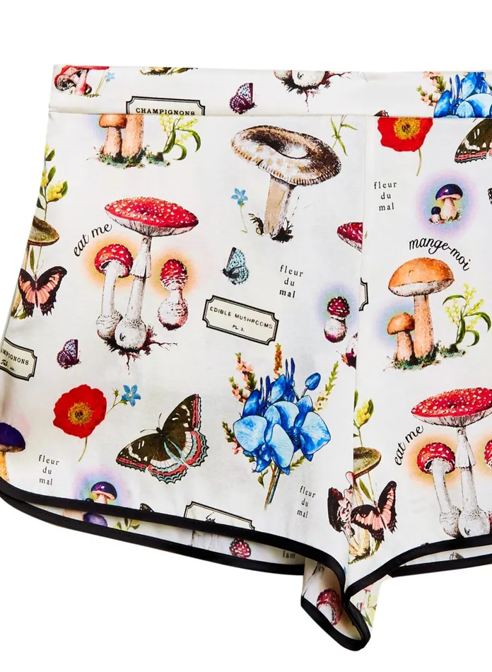 Fleur Du Mal Shorts and Skirts Women Pajama Short Ivory Mushroom Print