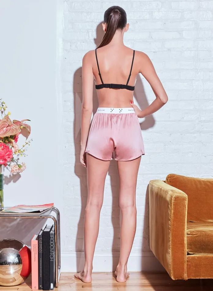 Fleur Du Mal Shorts and Skirts Women Unisex Washable Silk Boxers Rose Pink