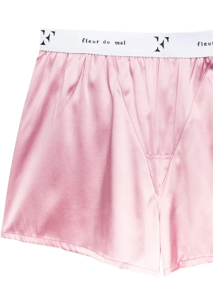 Fleur Du Mal Shorts and Skirts Women Unisex Washable Silk Boxers Rose Pink