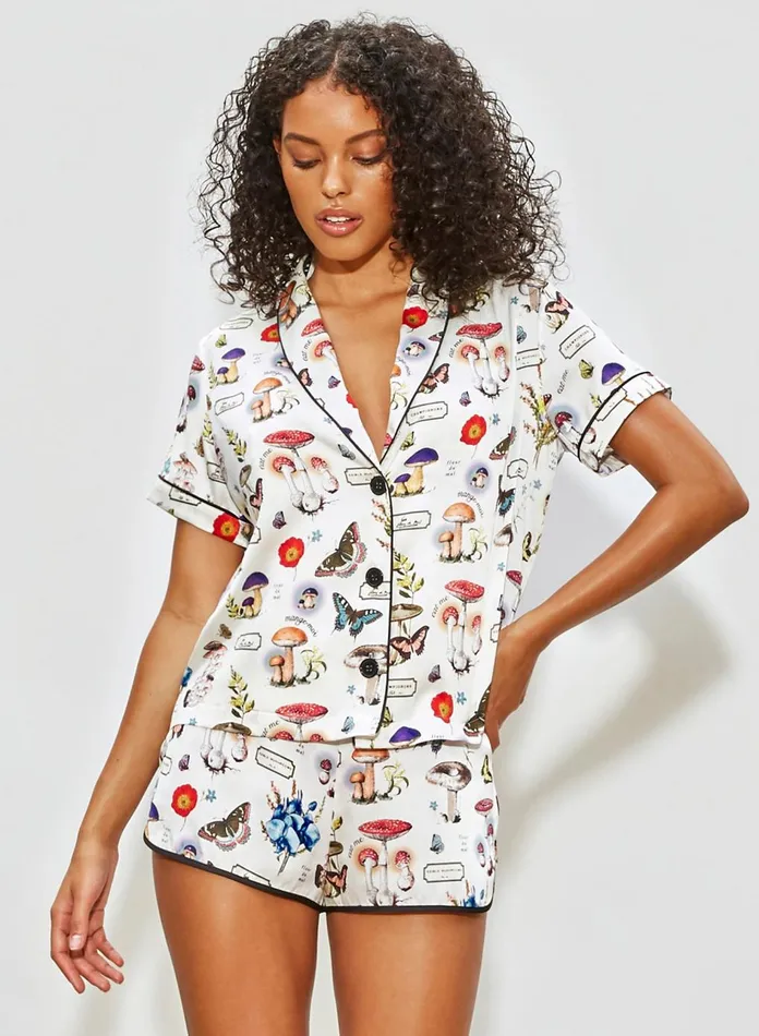 Fleur Du Mal TShirts and Short Sleeves Women Short Sleeve Fleur PJ Top Ivory Mushroom Print Fleur Du Mal TShirts and Short Sleeves Women Short Sleeve Fleur PJ Top Ivory Mushroom Print