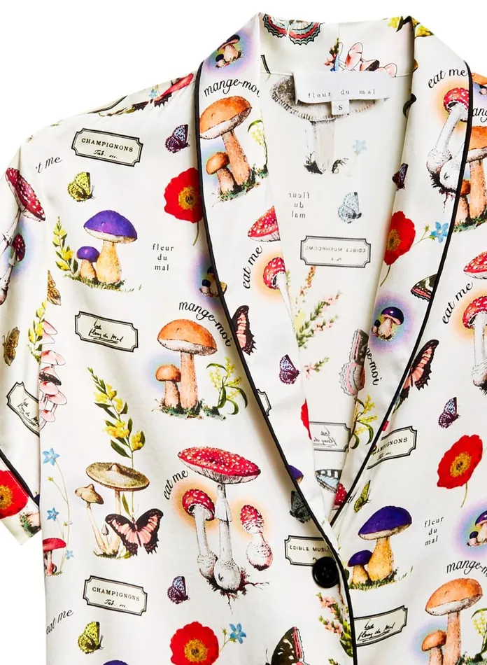 Fleur Du Mal TShirts and Short Sleeves Women Short Sleeve Fleur PJ Top Ivory Mushroom Print Fleur Du Mal TShirts and Short Sleeves Women Short Sleeve Fleur PJ Top Ivory Mushroom Print
