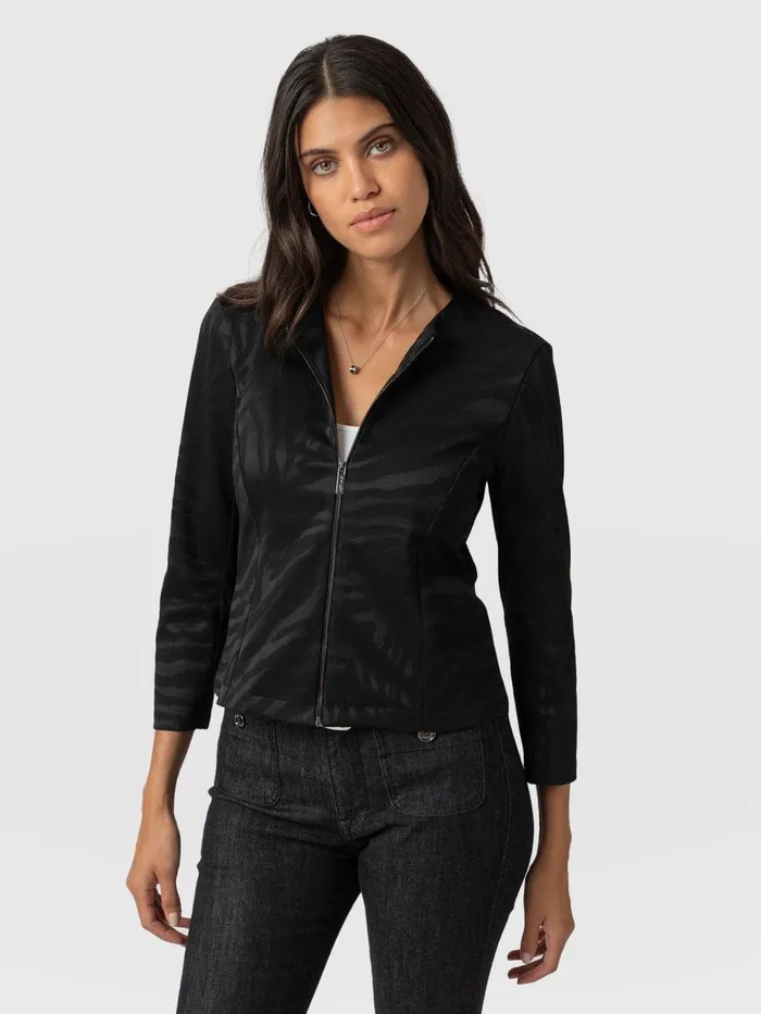 Florence Jacket 8211 Black Zebra Black Zebra Women Saint And Sofia Coats and Jackets Florence Jacket 8211 Black Zebra Black Zebra Women Saint And Sofia Coats and Jackets