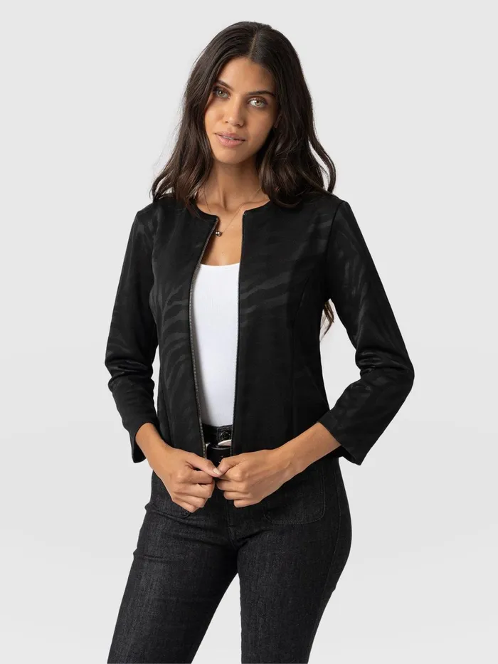 Florence Jacket 8211 Black Zebra Black Zebra Women Saint And Sofia Coats and Jackets