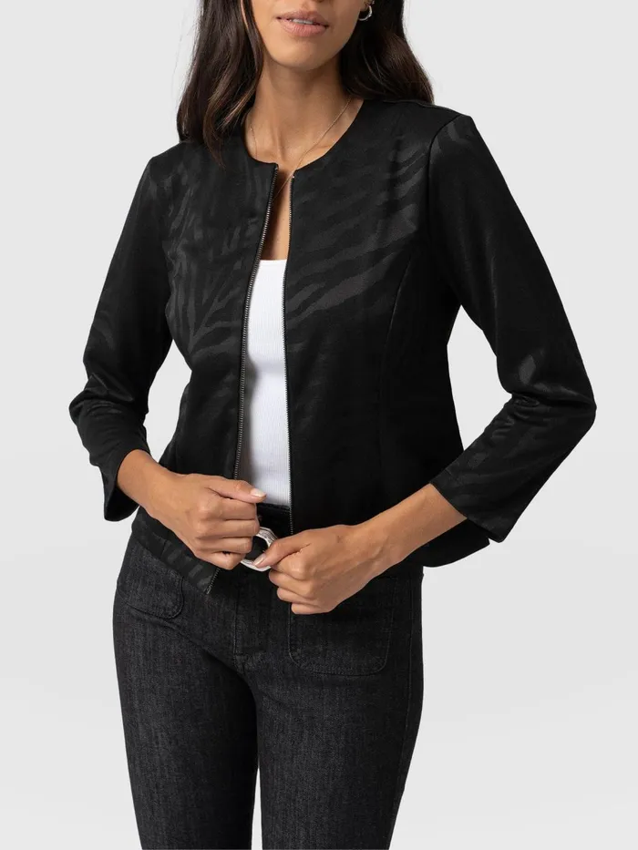 Florence Jacket 8211 Black Zebra Black Zebra Women Saint And Sofia Coats and Jackets