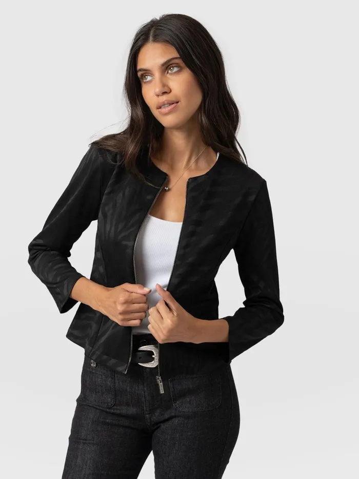 Florence Jacket 8211 Black Zebra Black Zebra Women Saint And Sofia Coats and Jackets