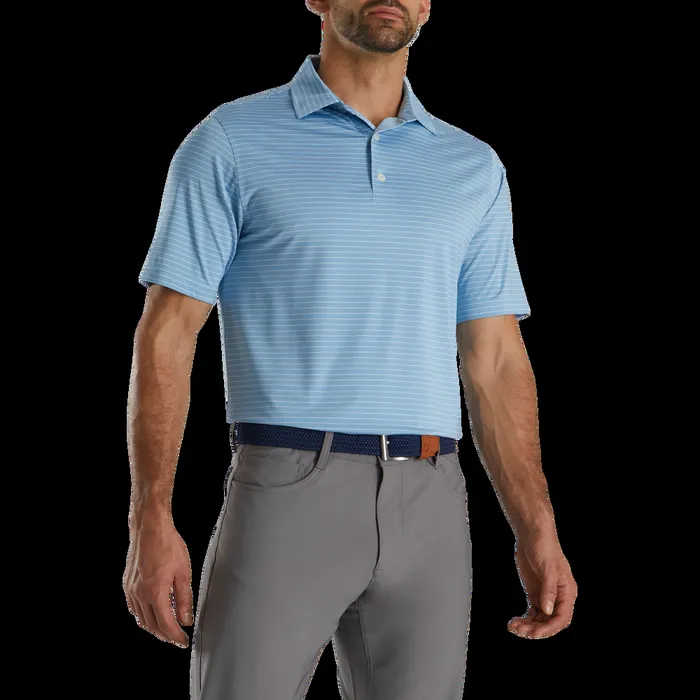 FootJoy Shirts Men Pencil Stripe Lisle Blue White FootJoy Shirts Men Pencil Stripe Lisle Blue White