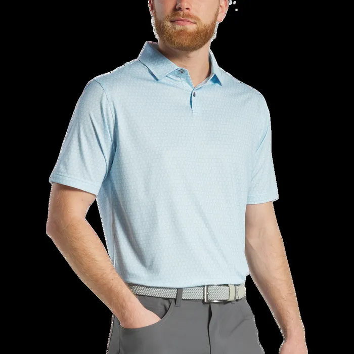 FootJoy Shirts Men Salamander Lisle Lake Blue White FootJoy Shirts Men Salamander Lisle Lake Blue White