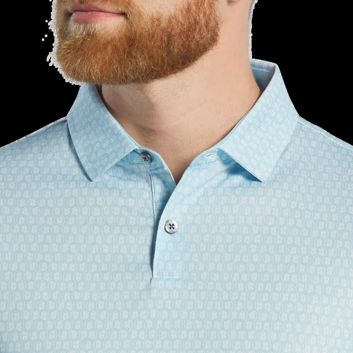 FootJoy Shirts Men Salamander Lisle Lake Blue White FootJoy Shirts Men Salamander Lisle Lake Blue White