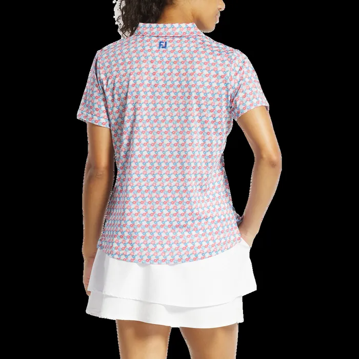 FootJoy Shirts Women Fireworks Lisle White Red Blue FootJoy Shirts Women Fireworks Lisle White Red Blue