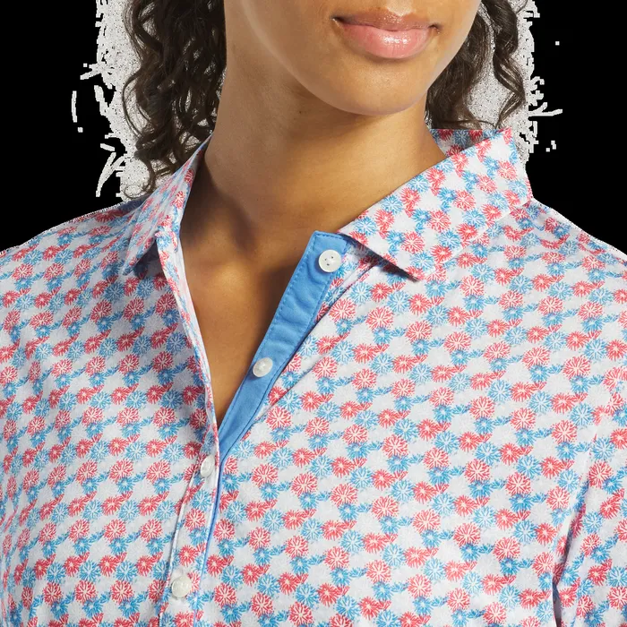 FootJoy Shirts Women Fireworks Lisle White Red Blue FootJoy Shirts Women Fireworks Lisle White Red Blue