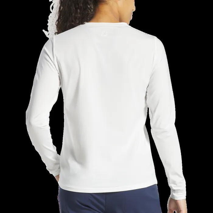 FootJoy Shirts Women Long Sleeve Sun Protection Crew Neck White FootJoy Shirts Women Long Sleeve Sun Protection Crew Neck White