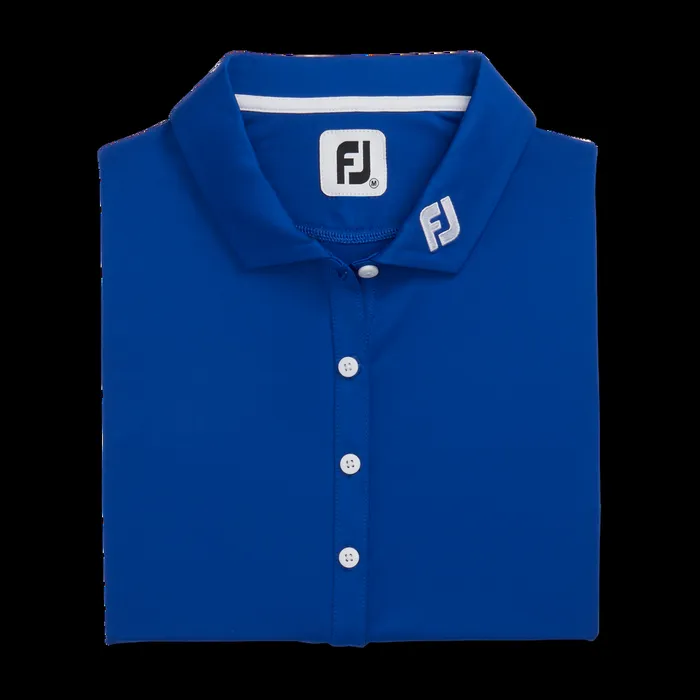 FootJoy Shirts Women Solid Lisle Sleeveless FJ Tour Collar Cobalt