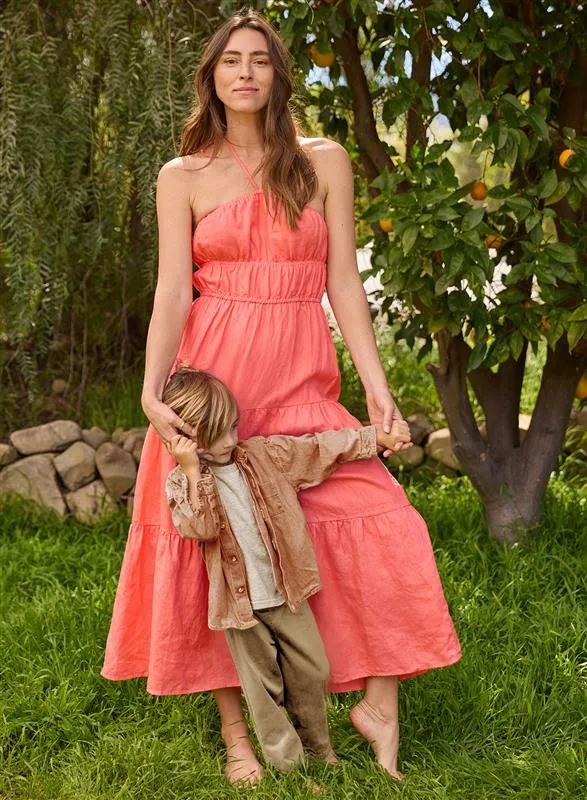 Gathered Halter Midi Dress 8211 Hibiscus Bloom Women Bella Dahl Midi Dresses