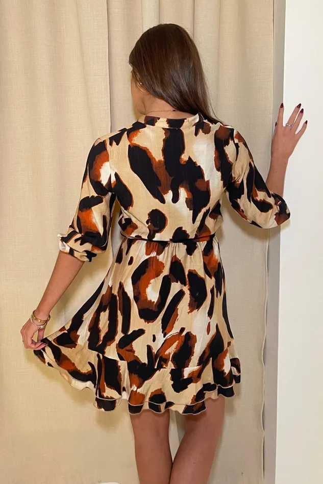 Girl In Mind CoOrds Ashton Brown Animal Frill Skirt Mini Dress 8211 Women