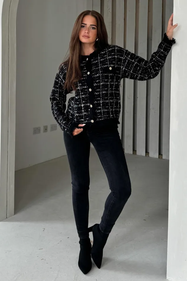 Girl In Mind Jackets Zya Black Knit Gold Button Jacket 8211 Women